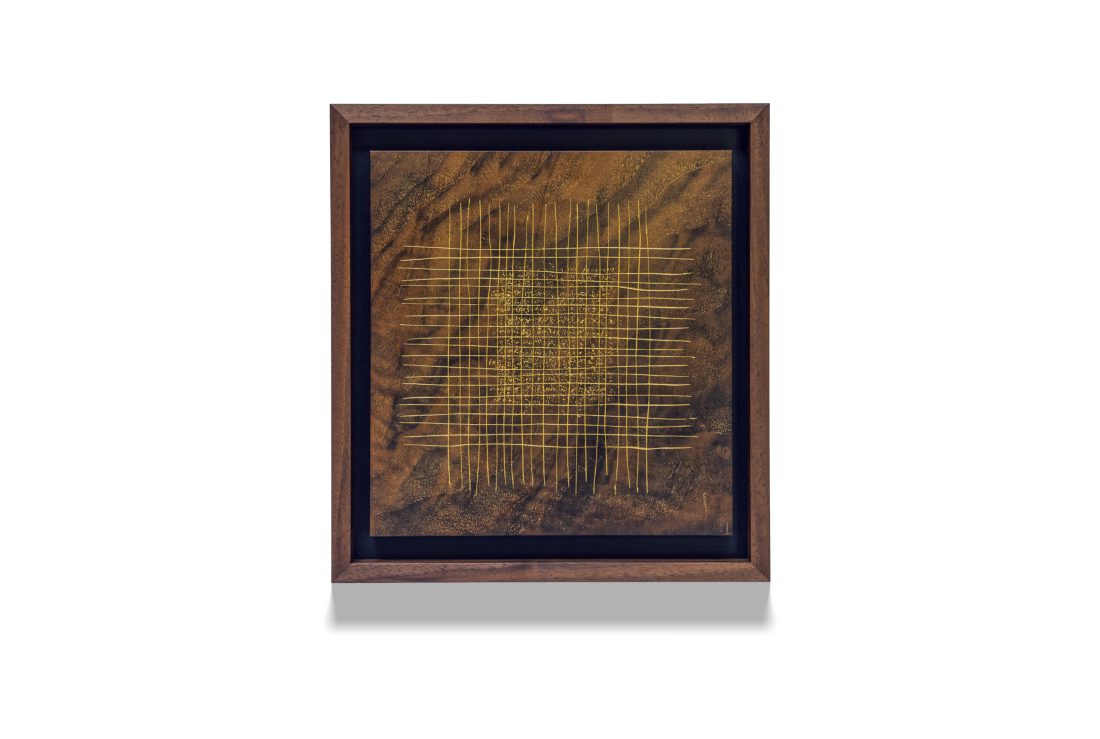 Walnut Grid Palimpsest wood drawing